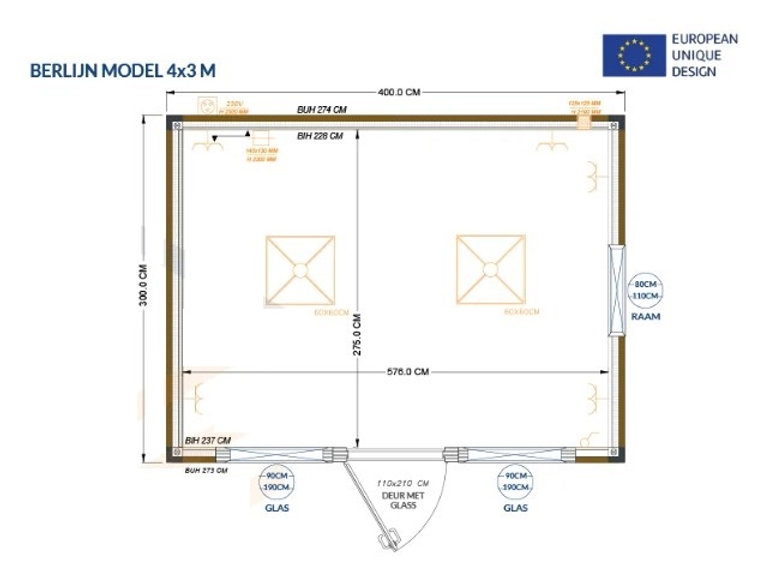 Contenedor de oficina modelo Berlín de 4x3 metros - Imagen 10