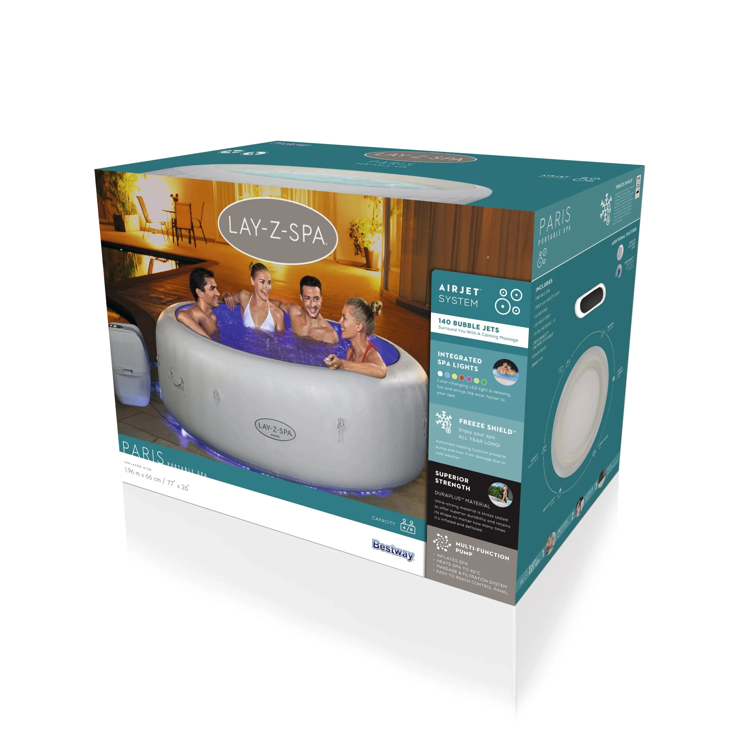 Spa de Hidromasaje Inflable Lay-Z-Spa® Paris AirJet™ para 4-6 personas 196 x 66 cm - Imagen 4