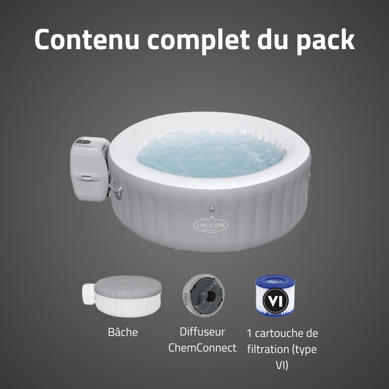Piscina spa lay-z-spa st. lucia ø 170×66 cm. con 110 airjets. calefactable hasta 40º, capacidad 2-3 personas - Imagen 7